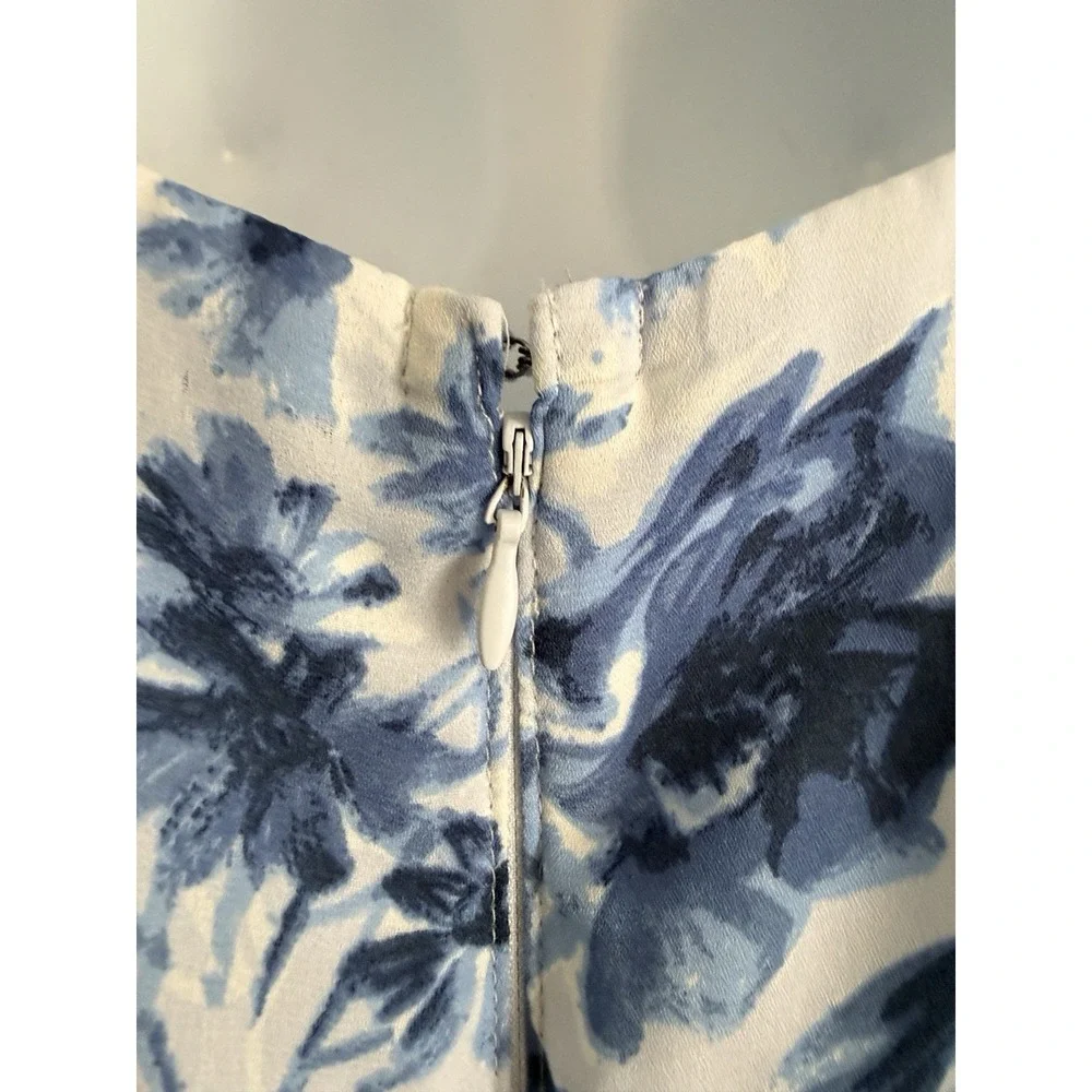 Abercrombie‎ & Fitch Floral Maxi Dress LT TALL Blue White Cottagecore Side Smock
